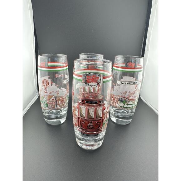 Vintage Old Spagetti Factory 10 oz Drinking Glasses "I love Mizitha" Set of 4 - Picture 2 of 8